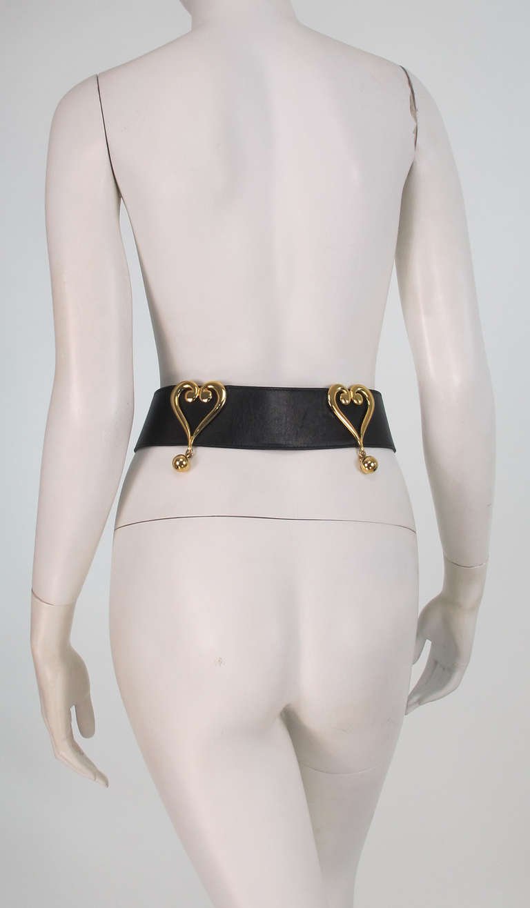 Ceinture Cuir Vintage Moschino Noir - Taille 42 - Style Punk-chic - Très Bon état