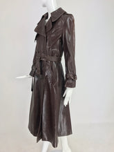 SOLD Anne Klein Chocolate brown leather trench coat 1970s