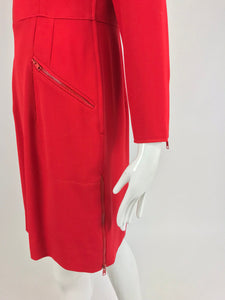 SOLD Valentino Vintage tailored red wool twill big zipper dress 1990s