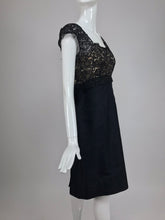 SOLD Black Silk and Guipure Lace Cocktail Dress 1950s