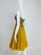 Mignon beaded Bodice Full Skirt Chiffon cocktail dress 1960s