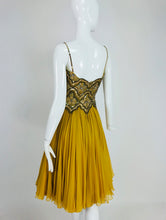 Mignon beaded Bodice Full Skirt Chiffon cocktail dress 1960s
