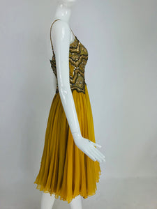 Mignon beaded Bodice Full Skirt Chiffon cocktail dress 1960s