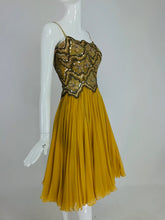 Mignon beaded Bodice Full Skirt Chiffon cocktail dress 1960s