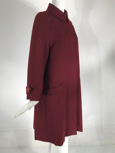 Hermes Classic Burgundy Wool Twill Over Coat