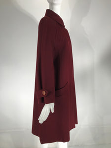 Hermes Classic Burgundy Wool Twill Over Coat
