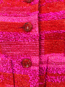 Chanel Hot Pink Orange Gold Metallic Thread Cropped Jacket 2001C