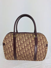 SOLD Christian Dior Burgundy Leather and Logo Canvas Large Handbag Rare 1970s
