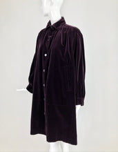 SOLD Yves Saint Laurent Aubergine Velvet Smock Coat 1970s