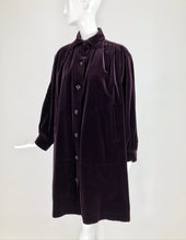 SOLD Yves Saint Laurent Aubergine Velvet Smock Coat 1970s