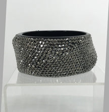 Vintage Wide Asymmetrical Black Acrylic with Silver Rhinestone Braclet