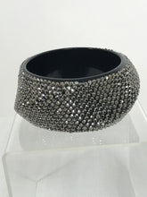 Vintage Wide Asymmetrical Black Acrylic with Silver Rhinestone Braclet