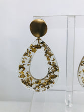 Vintage Lucite Gold Glitter Teardrop Pierced Earrings