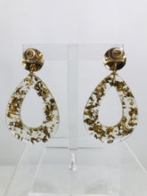 Vintage Lucite Gold Glitter Teardrop Pierced Earrings