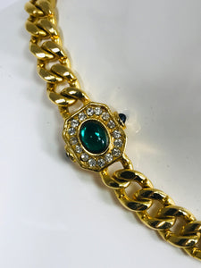 Vintage Faux Jewel Gold Metal Choker Necklace 1990s