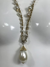 Vintage Faux Pearl Teardrop on Gold and Pearl Chain 1980s
