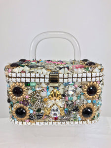 SOLD Custom Made Jewel Encrusted Lucite Handle Hand Bag 1980s