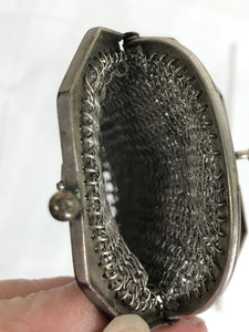 Antique Tiny SIlver Metal Mesh Purse 1800s