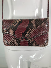 Judith Leiber Wine & Back Snakeskin Mini Clutch Shoulder Bag Silver Hardware