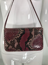 Judith Leiber Wine & Back Snakeskin Mini Clutch Shoulder Bag Silver Hardware
