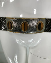 Judith Leiber Tiger Eye & Snakeskin Belt with Silver & Gold Hardware