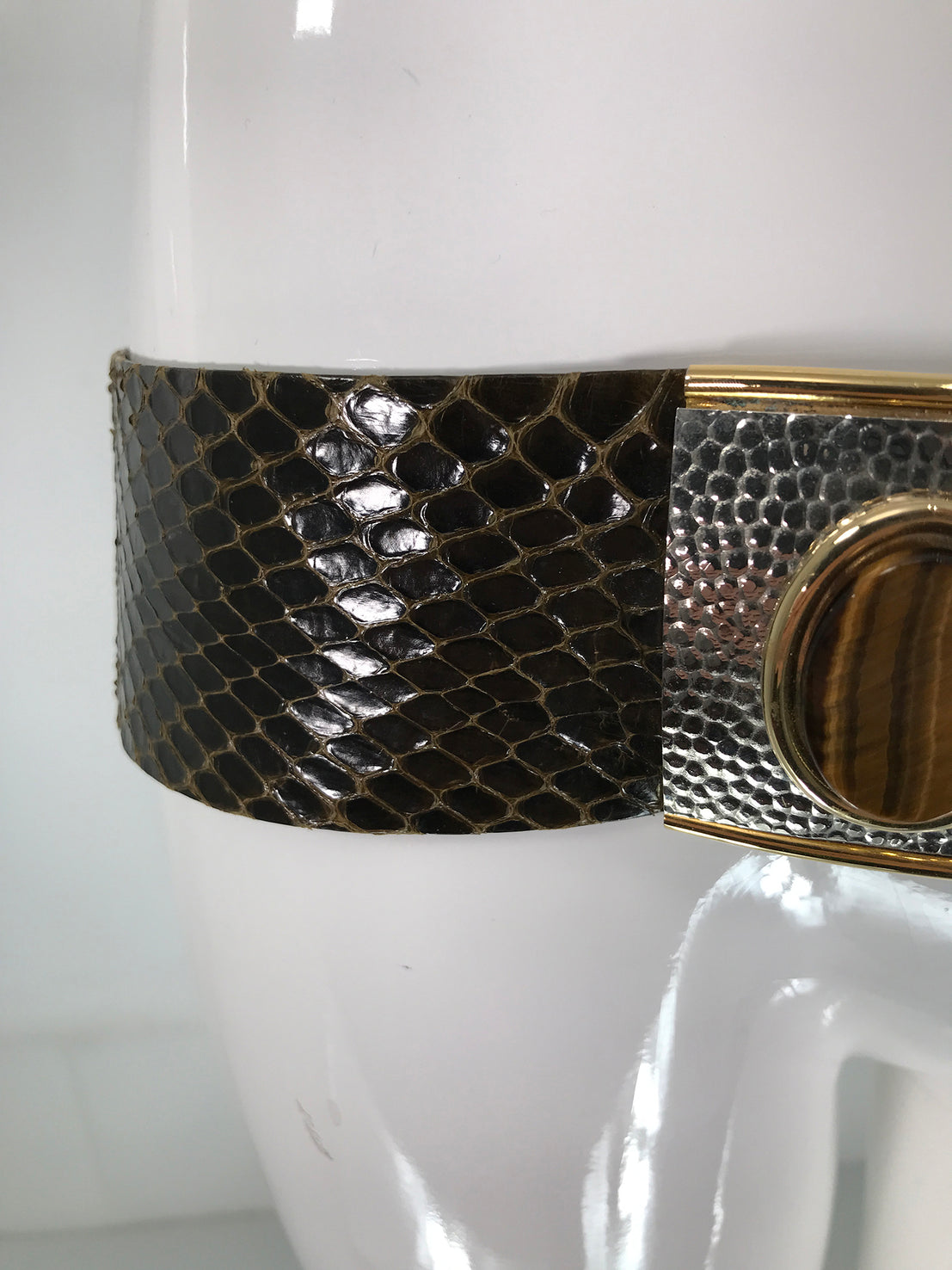 SOLD Judith Leiber Tiger Eye & Snakeskin Belt with Silver  display picture 1
