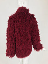 Arissa France Burgundy Faux Fur Jacket and Scarf 1980s