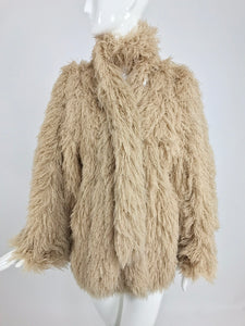 Vintage Arissa France Bone Faux Fur Jacket and Scarf 1980s
