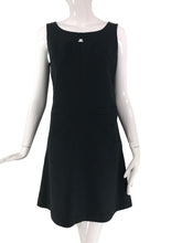 Courreges 100% Black Diamond Design Cotton A Line Shift Dress 40 1980s