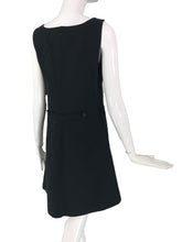 Courreges 100% Black Diamond Design Cotton A Line Shift Dress 40 1980s