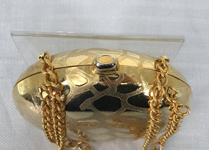 Walborg Hard Side Embossed Gold Metal Giraffe Design Chain Handle Bag 1970s