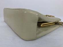 SOLD Chanel 1980s Ivory Chevron Kiss Lock Center Chain Handle Bag