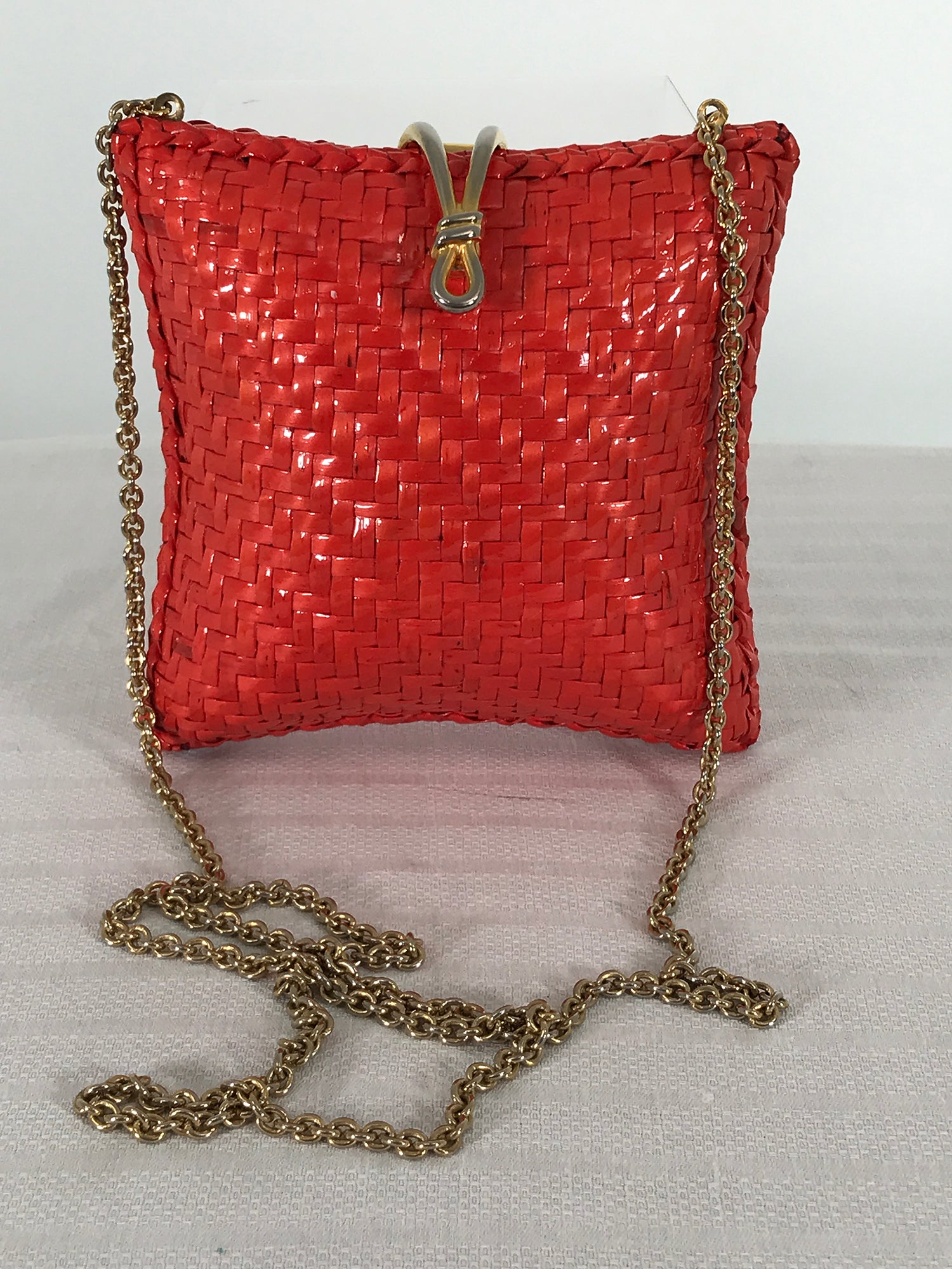 RODO Italy Square Orange Wicker Gold Chain Shoulder Bag 1970s – Palm Beach  Vintage