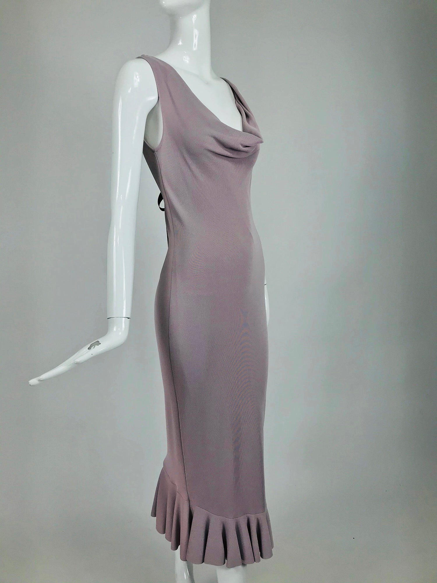 alexander mcqueen purple dress ALEXANDER MCQUEEN AW04 Runway Vintage Orchid Print Dress IT40 - Museum Piece