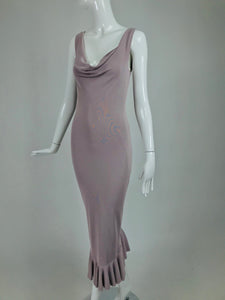 SOLD Alexander McQueen Lavender Knit Dress with Black Ribbon Tie Back