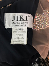 JIKI Monte-Carlo Black Crepe Backless Nude Mesh Crystal Gown