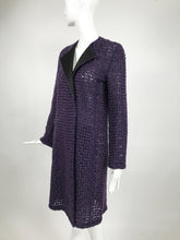 AKRIS Purple Embroidered Black Tulle Coat with Black Silk Collar