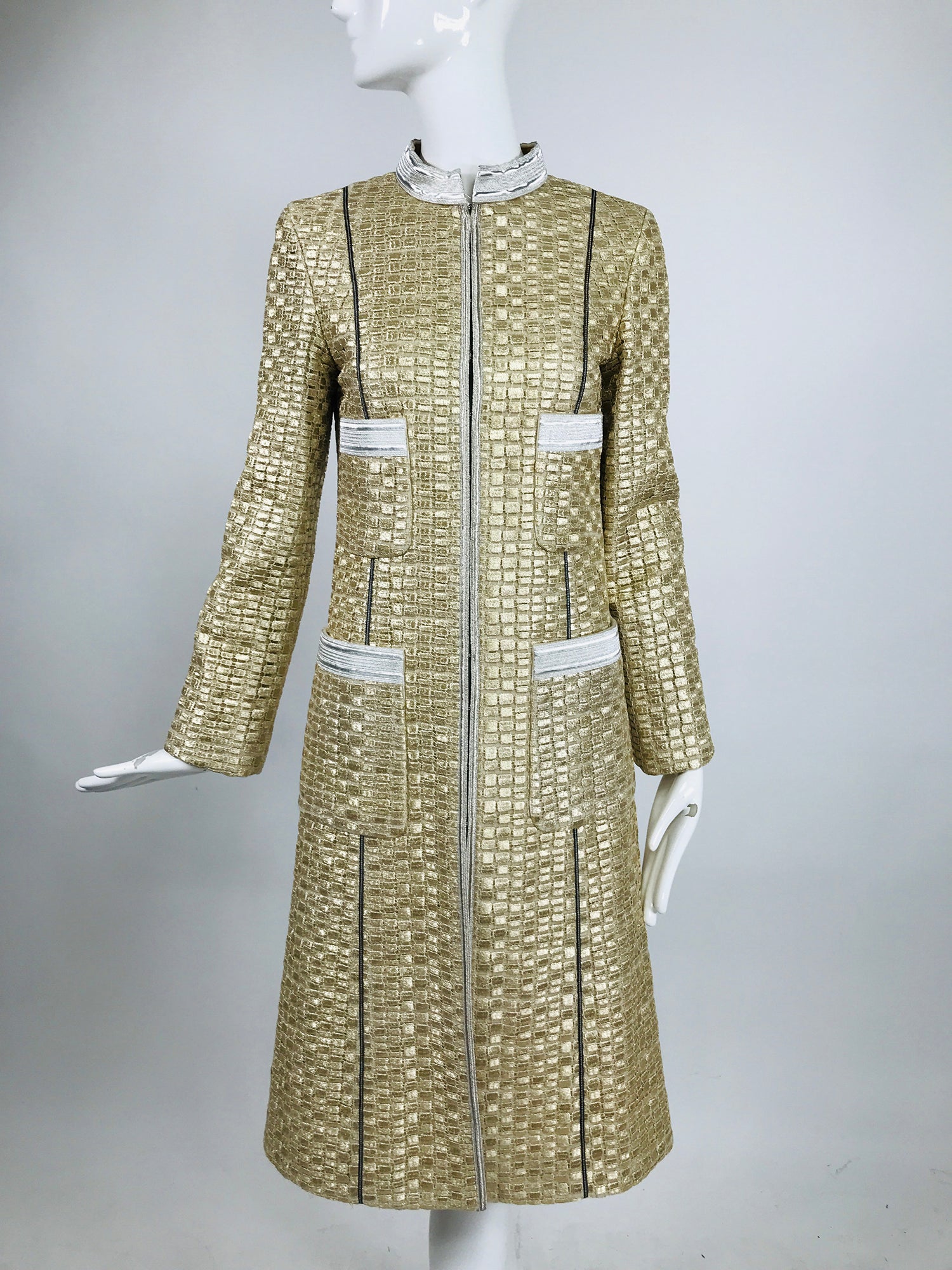 Marc Jacobs Gold and Silver Metallic 4 Pocket Coat Palm Beach Vintage Marc Jacobs Gold and Silver Metallic 4 Pocket Coat Palm Beach Vintage