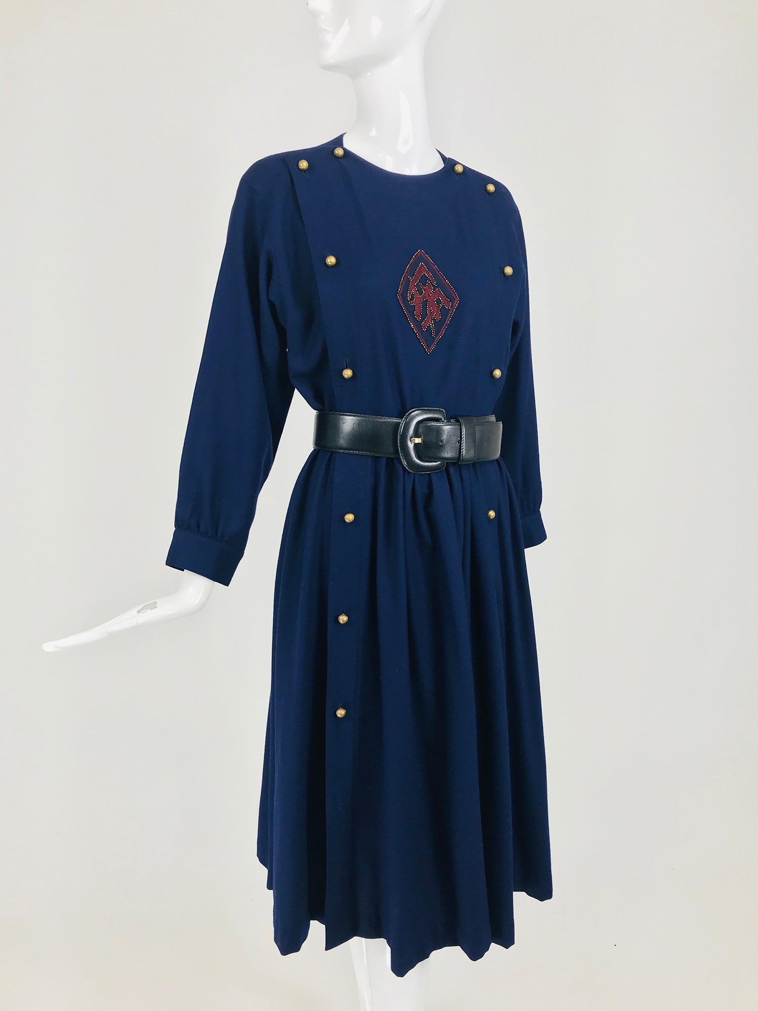 SOLD Chloe 1981 Karl Lagerfeld Blue Embroidered Button Front Dress Doc Palm Beach Vintage SOLD Chloe 1981 Karl Lagerfeld Blue Embroidered Button Front Dress Doc Palm Beach Vintage
