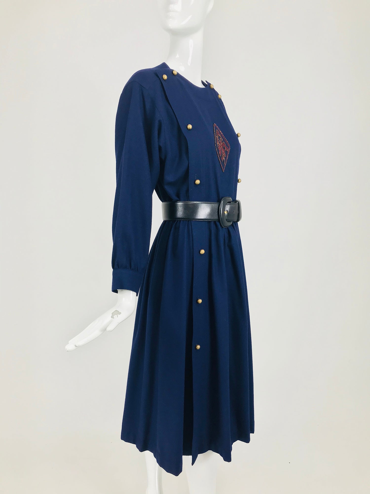 SOLD Chloe 1981 Karl Lagerfeld Blue Embroidered Button Front Dress Doc Palm Beach Vintage SOLD Chloe 1981 Karl Lagerfeld Blue Embroidered Button Front Dress Doc Palm Beach Vintage