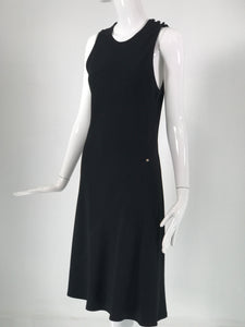 Sonia Rykiel Black Satin Backed Crepe Bias Cut Sleeveless Dress