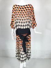 M C Esher Tessellated Print Silk Dress by Loretta Di Lorenzo Italy 1980s