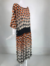M C Esher Tessellated Print Silk Dress by Loretta Di Lorenzo Italy 1980s