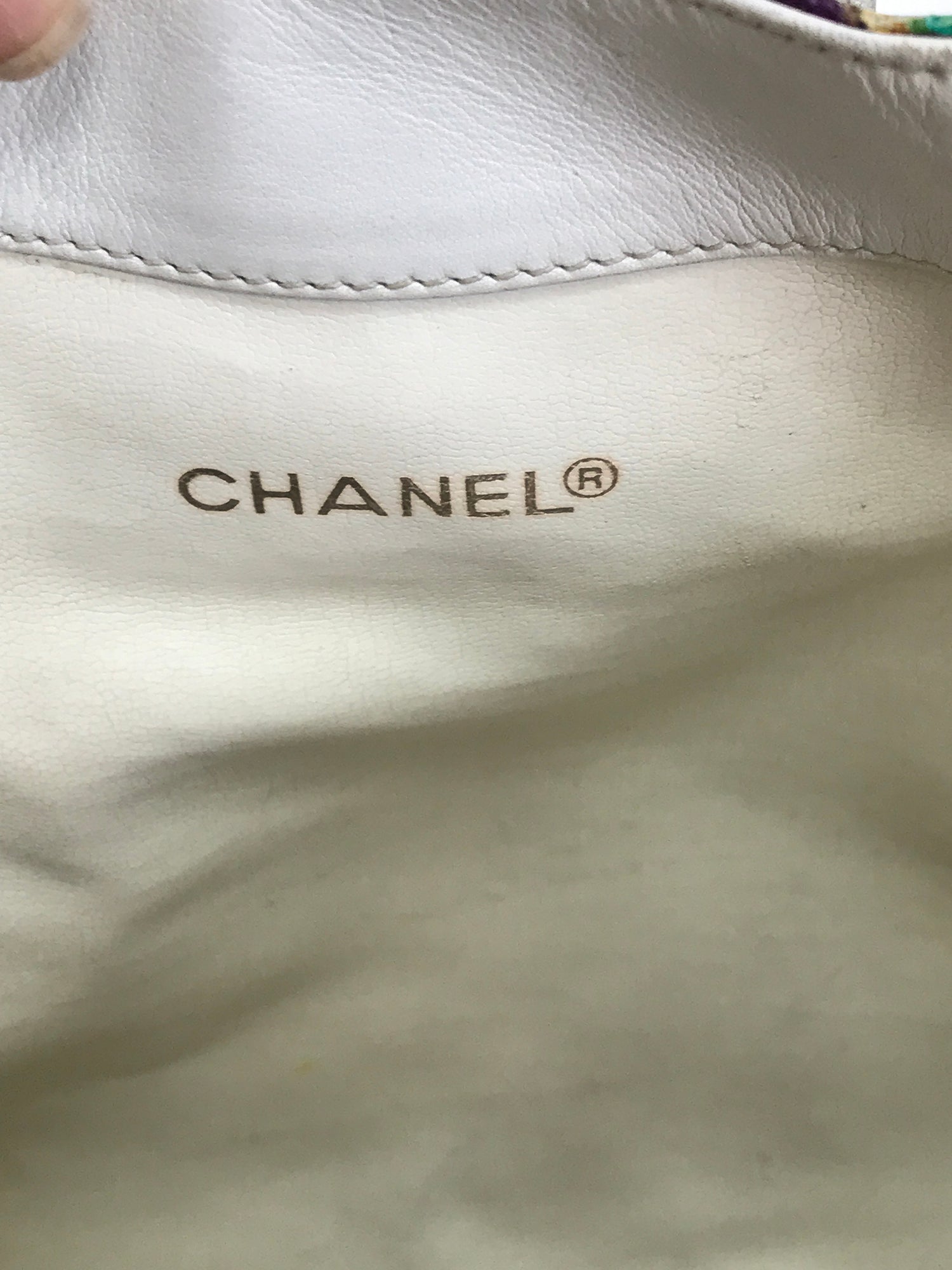 SOLD Vintage Chanel Gripoix Large Canvas and Leather Shoulder Bag