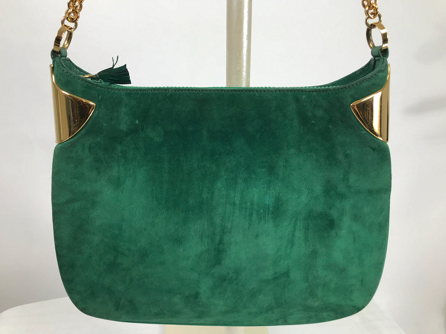 SOLD Vintage Gucci Forest Green Suede with Gold Chain and Gold