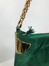 Vintage Gucci Forest Green Suede with Gold Chain and Gold Hardware 1980s