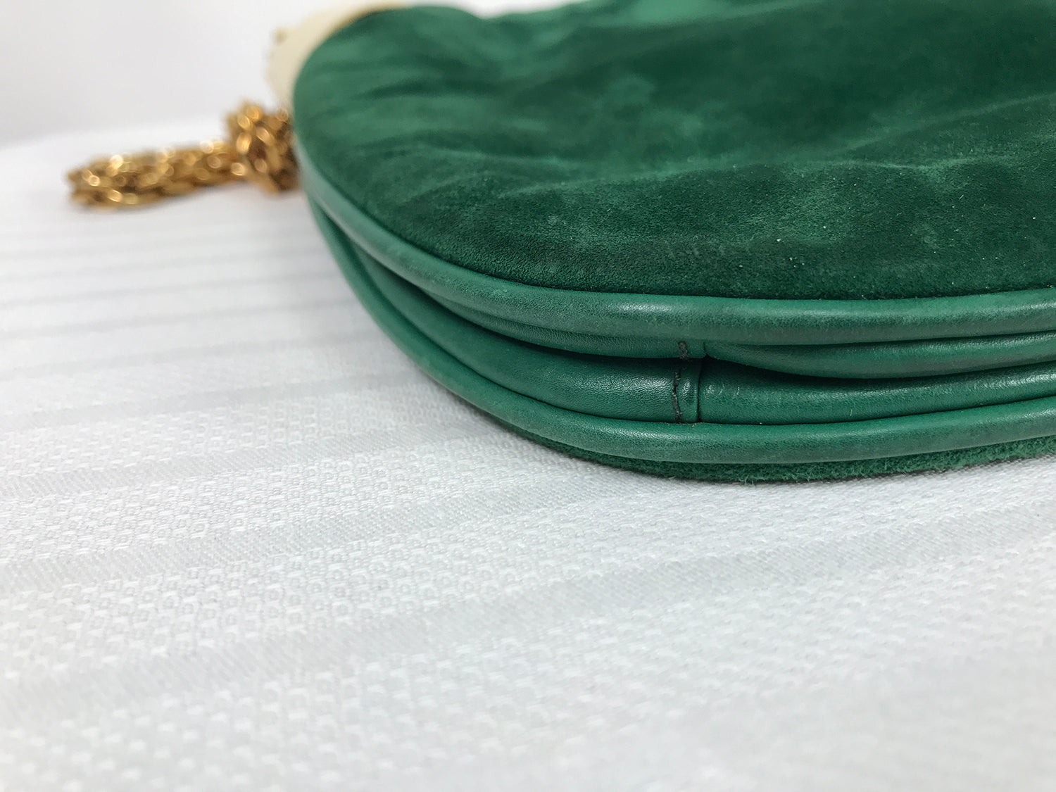SOLD Vintage Gucci Forest Green Suede with Gold Chain and Gold Hardwar –  Palm Beach Vintage