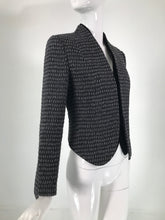 Giorgio Armani Grey & Black Cropped Wool Raindrops Jacket 