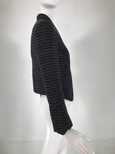 Giorgio Armani Grey & Black Cropped Wool Raindrops Jacket 