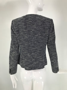 Etro Cotton Blend Black & White Tweed Double Breasted V neck Jacket 40